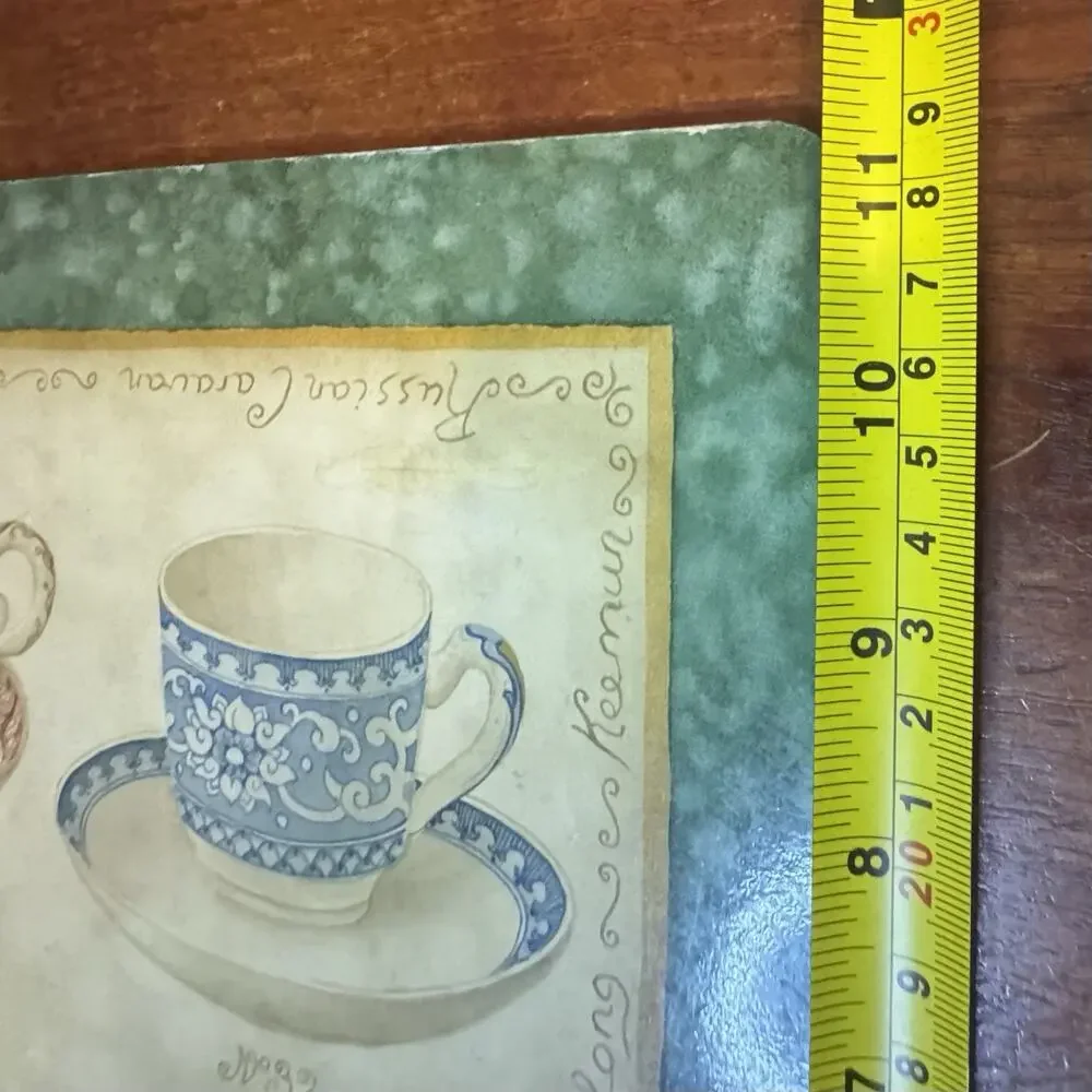 Wilscombe Tea Cup Design Placemats Set of 4 Velvet Backed w/ Original Box